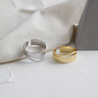 Simple Double Layer Minimalist 925 Sterling Silver Adjustable Ring - KIAHMILLA