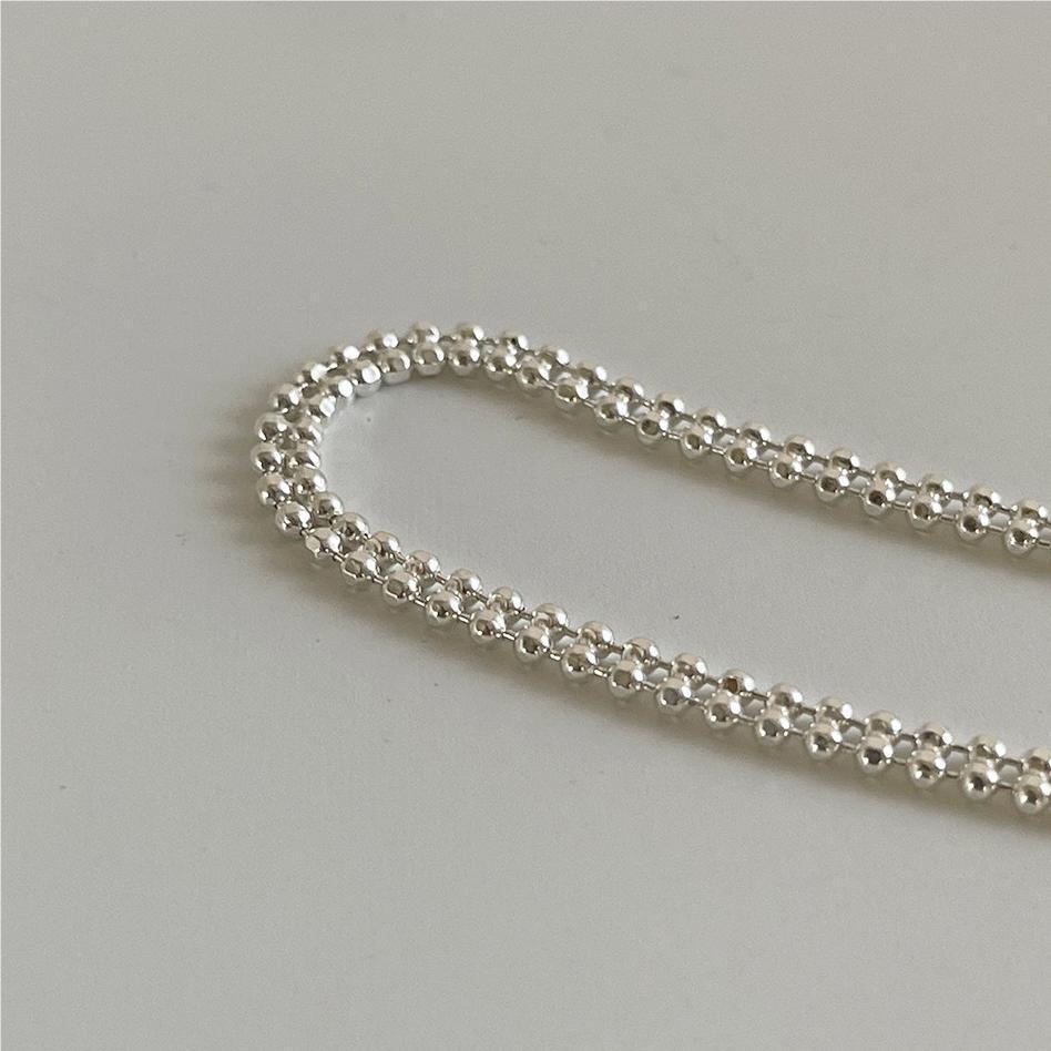 Simple Double Layers Beads Stacker 925 Sterling Silver Bracelet - KIAHMILLA