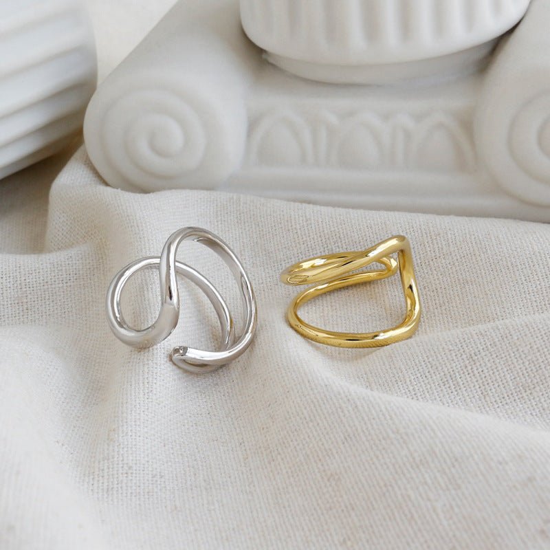 Simple Double Layers Circle 925 Sterling Silver Adjustable Ring - KIAHMILLA