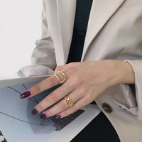 Simple Double Layers Circle 925 Sterling Silver Adjustable Ring - KIAHMILLA