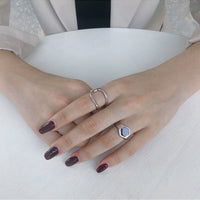 Simple Double Layers Circle 925 Sterling Silver Adjustable Ring - KIAHMILLA