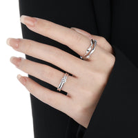 Simple Double Layers Four Claws Cubic Zirconia 925 Sterling Silver Adjustable Ring - KIAHMILLA