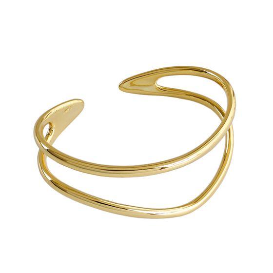 Simple Double Layler 925 Sterling Silver Open Bangle - KIAHMILLA