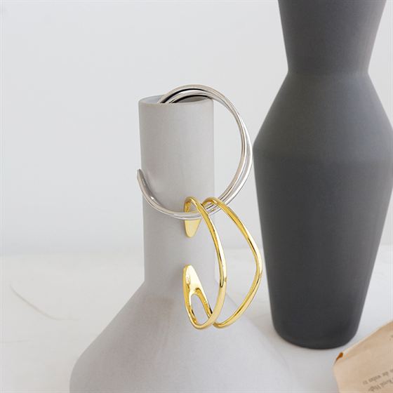 Simple Double Layler 925 Sterling Silver Open Bangle - KIAHMILLA