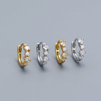 Simple Four Round CZ 925 Sterling Silver Hoop Earrings - KIAHMILLA