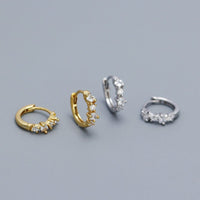 Simple Four Round CZ 925 Sterling Silver Hoop Earrings - KIAHMILLA