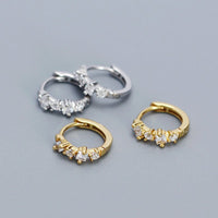 Simple Four Round CZ 925 Sterling Silver Hoop Earrings - KIAHMILLA