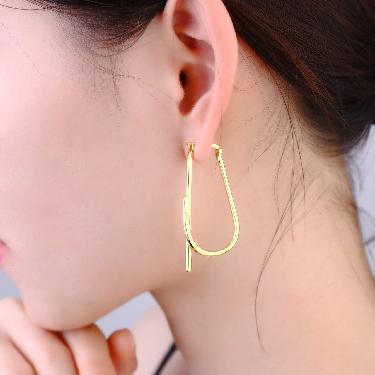 Simple Geometric Hoop 925 Sterling Silver Single Earrings (Single Piece) - KIAHMILLA