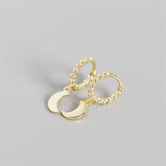 Simple Geometric Round Glossy Moon 925 Sterling Silver Hoop Earrings - KIAHMILLA