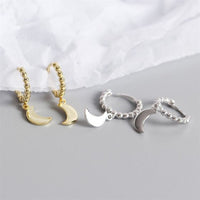 Simple Geometric Round Glossy Moon 925 Sterling Silver Hoop Earrings - KIAHMILLA