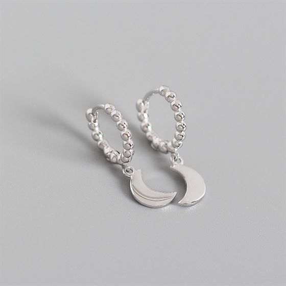 Simple Geometric Round Glossy Moon 925 Sterling Silver Hoop Earrings - KIAHMILLA