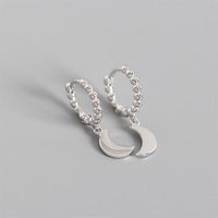 Simple Geometric Round Glossy Moon 925 Sterling Silver Hoop Earrings - KIAHMILLA