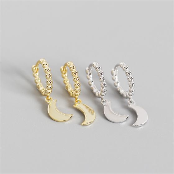 Simple Geometric Round Glossy Moon 925 Sterling Silver Hoop Earrings - KIAHMILLA