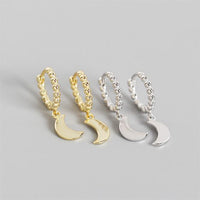 Simple Geometric Round Glossy Moon 925 Sterling Silver Hoop Earrings - KIAHMILLA