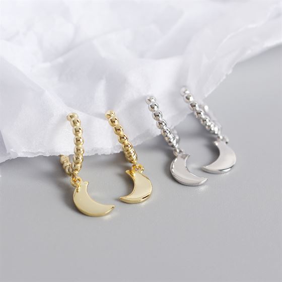 Simple Geometric Round Glossy Moon 925 Sterling Silver Hoop Earrings - KIAHMILLA