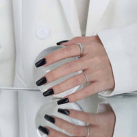 Simple Geometry CZ Rectangle 925 Sterling Silver Adjustable Ring - KIAHMILLA