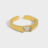 Simple Geometry CZ Rectangle 925 Sterling Silver Adjustable Ring - KIAHMILLA