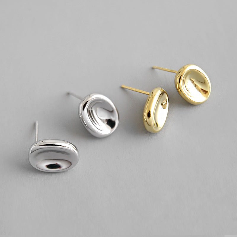 Simple Geometry Ellipse 925 Sterling Silver Studs Earrings - KIAHMILLA
