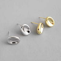 Simple Geometry Ellipse 925 Sterling Silver Studs Earrings - KIAHMILLA