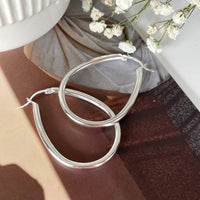 Simple Geometry Hollow Waterdrop Circle 925 Sterling Silver Hoop Earrings - KIAHMILLA