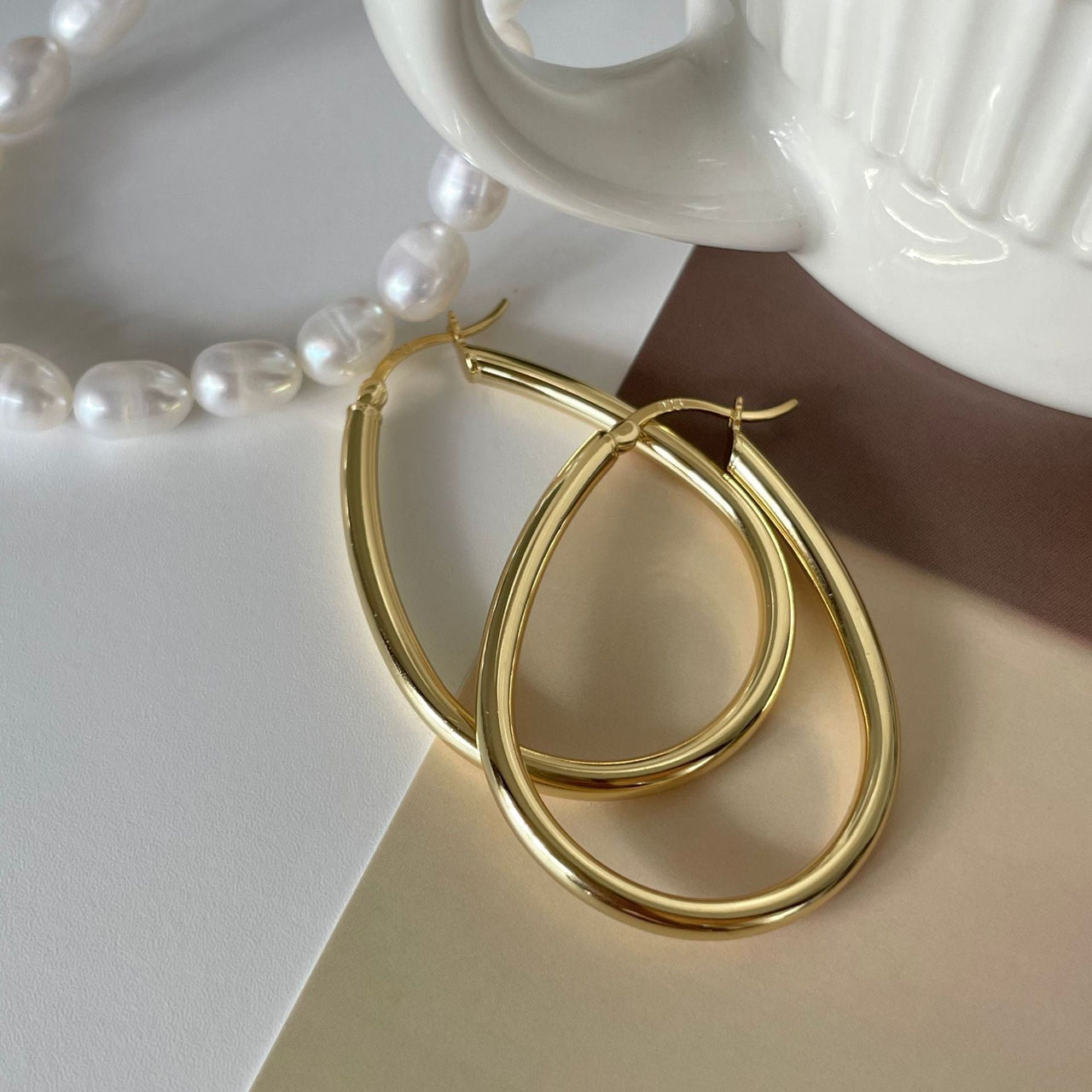 Simple Geometry Hollow Waterdrop Circle 925 Sterling Silver Hoop Earrings - KIAHMILLA