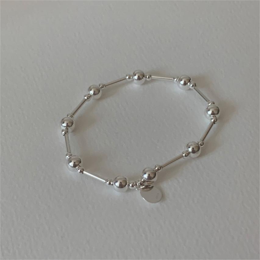 Simple Geometry Large Small Beads 925 Sterling Silver Bracelet - KIAHMILLA