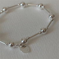 Simple Geometry Large Small Beads 925 Sterling Silver Bracelet - KIAHMILLA