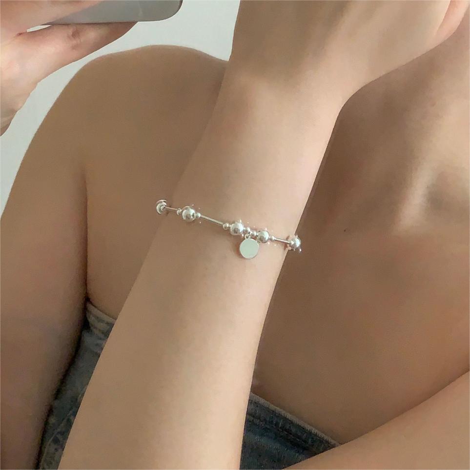 Simple Geometry Large Small Beads 925 Sterling Silver Bracelet - KIAHMILLA