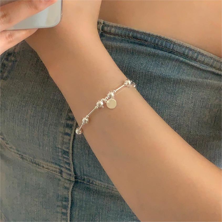 Simple Geometry Large Small Beads 925 Sterling Silver Bracelet - KIAHMILLA