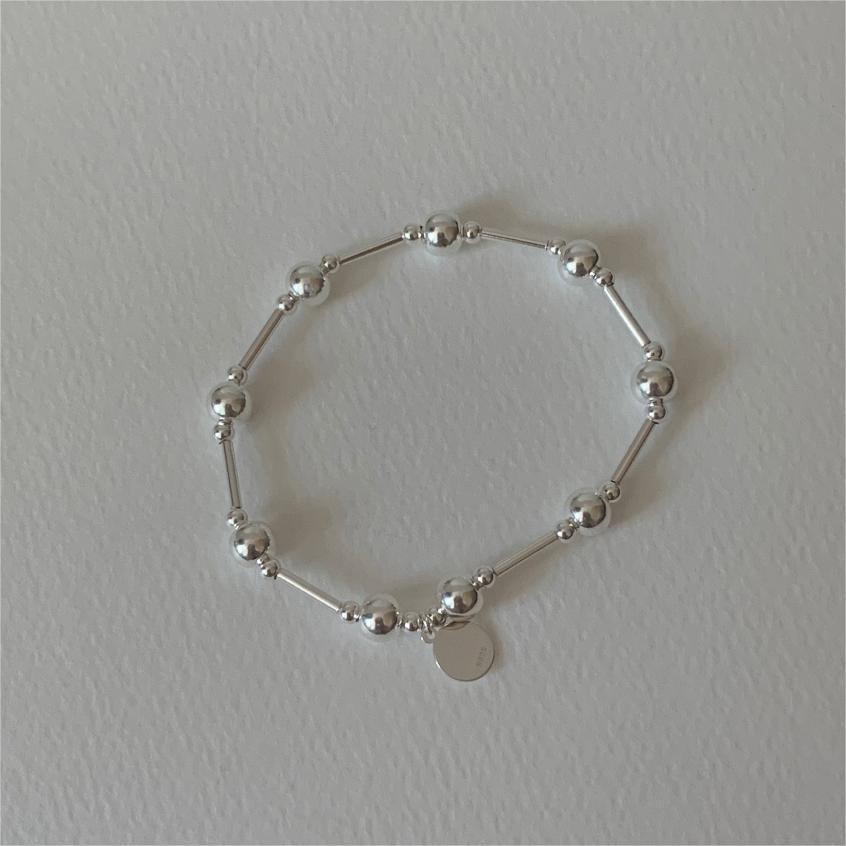 Simple Geometry Large Small Beads 925 Sterling Silver Bracelet - KIAHMILLA