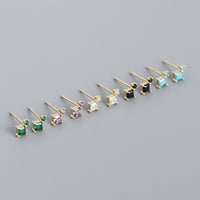 Simple Geometry Mini Square 925 Sterling Silver Stud Earrings - KIAHMILLA