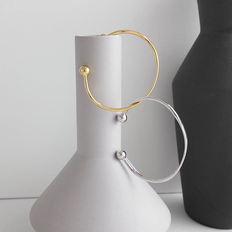 Simple Gold Beads 925 Sterling Silver Open Bangle - KIAHMILLA