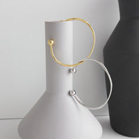 Simple Gold Beads 925 Sterling Silver Open Bangle - KIAHMILLA