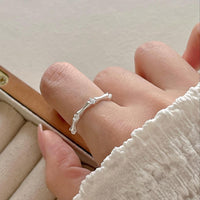 Simple Irregular CZ Camboo Joint 925 Sterling Silver Adjustable Ring - KIAHMILLA