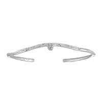 Simple Irregular CZ Wave 925 Sterling Silver Open Bangle - KIAHMILLA