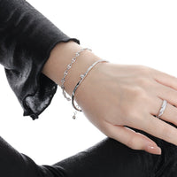 Simple Irregular CZ Wave 925 Sterling Silver Open Bangle - KIAHMILLA