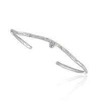 Simple Irregular CZ Wave 925 Sterling Silver Open Bangle - KIAHMILLA