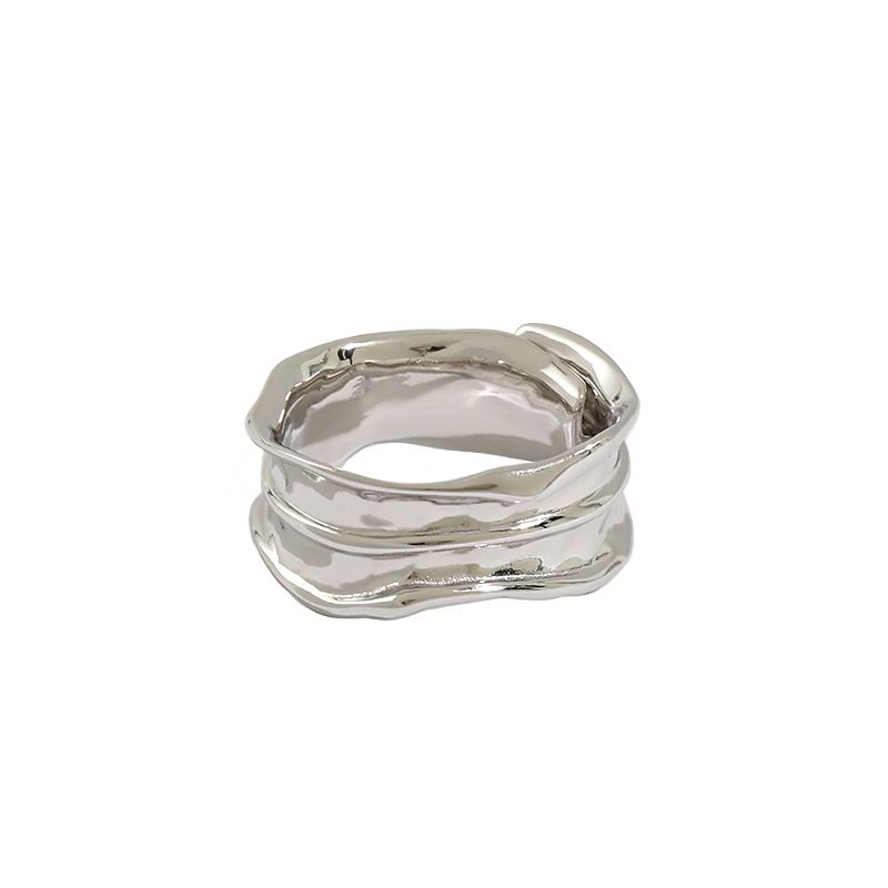 Simple Irregular Grain 925 Sterling Silver Adjustable Ring - KIAHMILLA