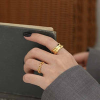 Simple Irregular Grain 925 Sterling Silver Adjustable Ring - KIAHMILLA
