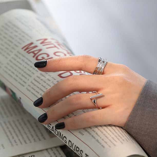 Simple Irregular Grain 925 Sterling Silver Adjustable Ring - KIAHMILLA