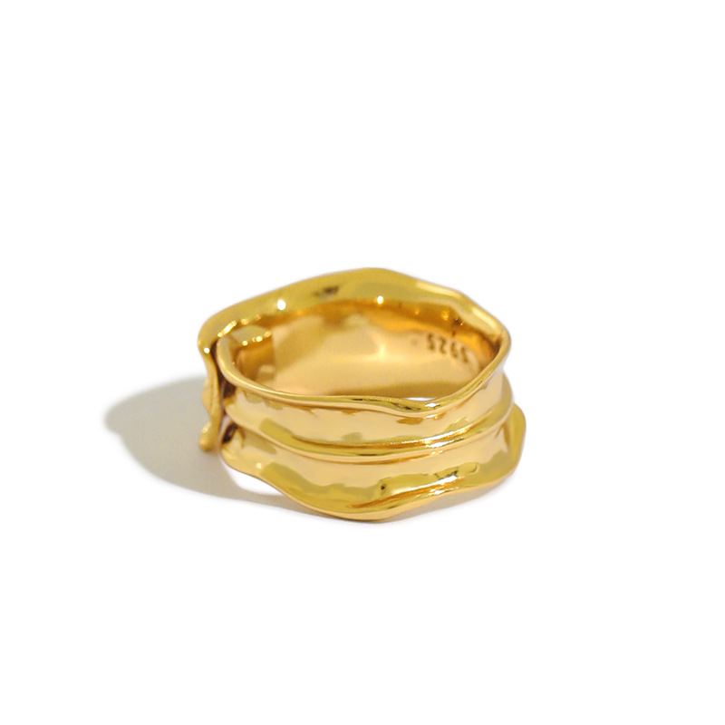 Simple Irregular Grain 925 Sterling Silver Adjustable Ring - KIAHMILLA