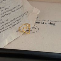 Simple Irregular Hollow Heart Solid 925 Sterling Silver Adjustable Ring - KIAHMILLA