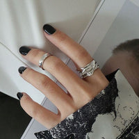 Simple Irregular River 925 Sterling Silver Wide Adjustable Ring - KIAHMILLA