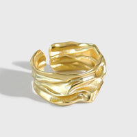 Simple Irregular River 925 Sterling Silver Wide Adjustable Ring - KIAHMILLA