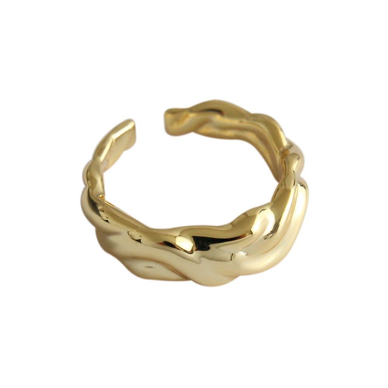 Simple Irregular Wave 925 Sterling Silver Adjustable Ring - KIAHMILLA
