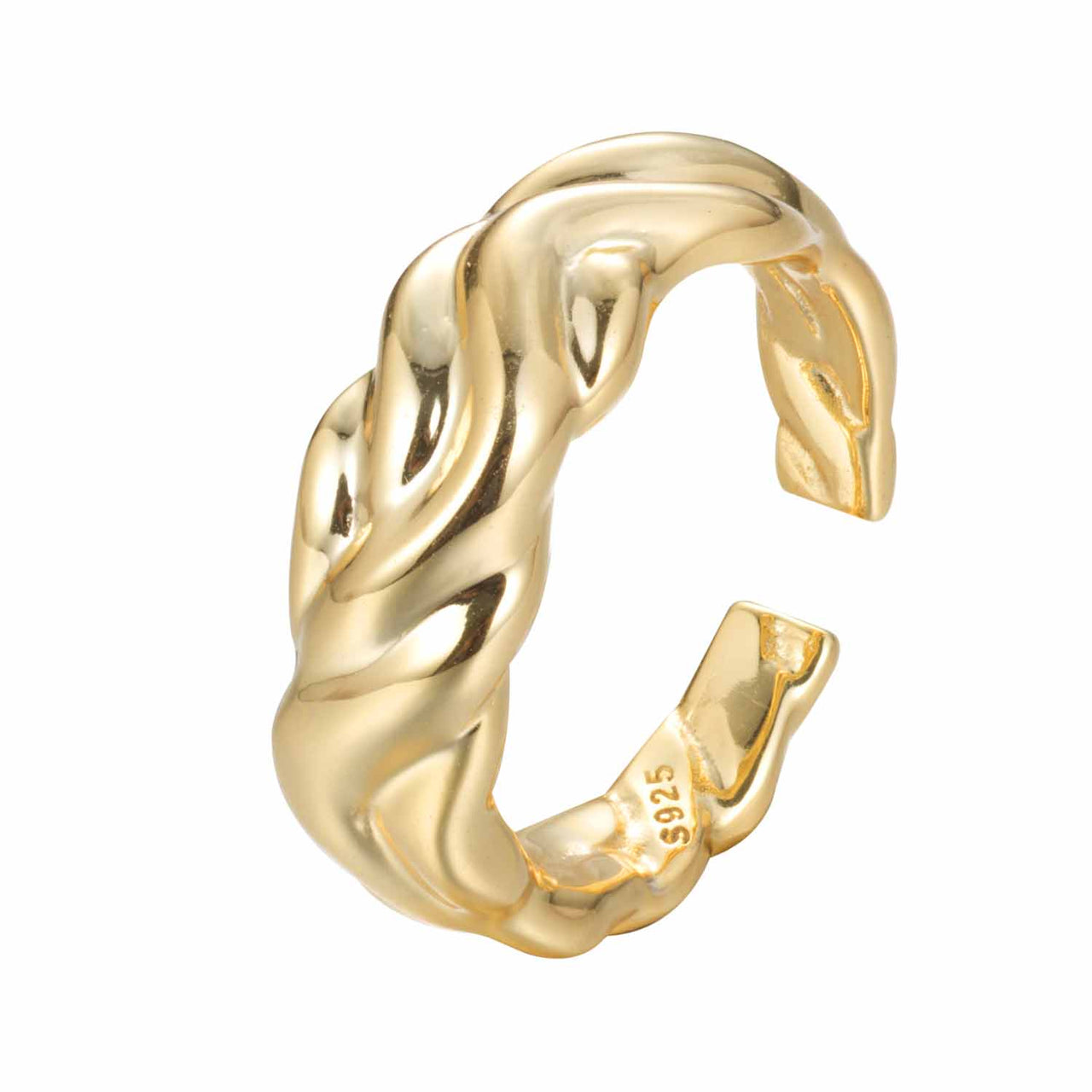 Simple Irregular Wave 925 Sterling Silver Adjustable Ring - KIAHMILLA