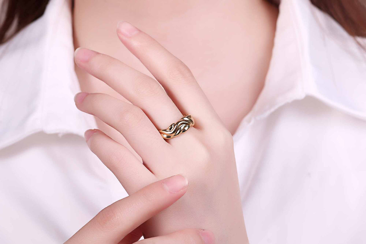 Simple Irregular Wave 925 Sterling Silver Adjustable Ring - KIAHMILLA