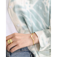 Simple Irregular Wave 925 Sterling Silver Open Bangle - KIAHMILLA