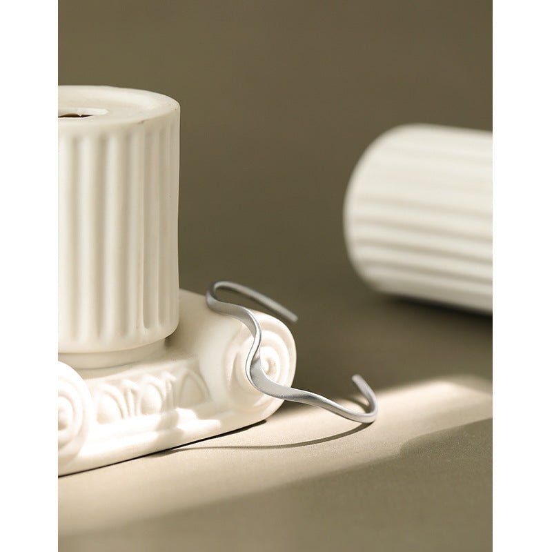 Simple Irregular Wave 925 Sterling Silver Open Bangle - KIAHMILLA