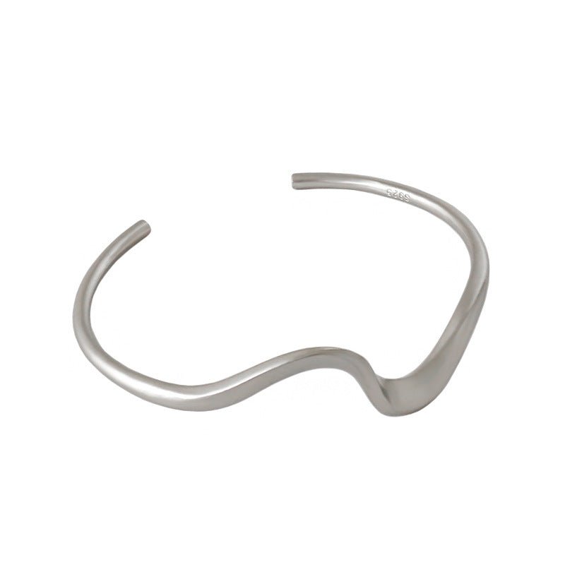 Simple Irregular Wave 925 Sterling Silver Open Bangle - KIAHMILLA